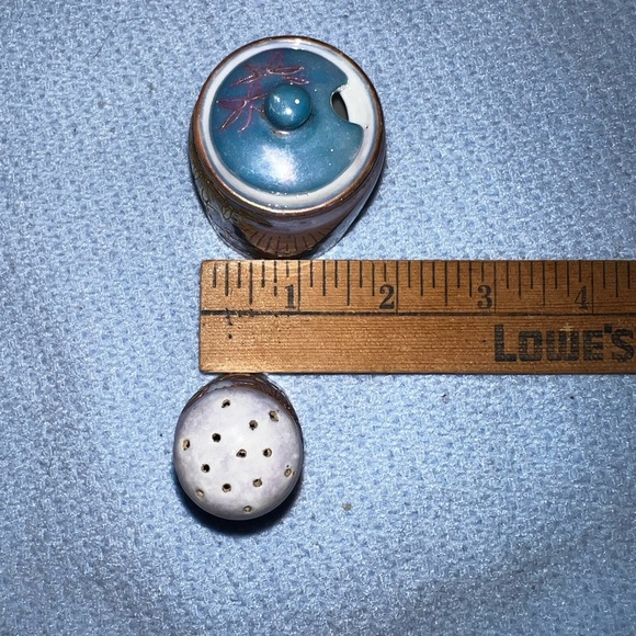 Rare Vintage Condiment Salt Shaker Holder Lusterware Hand Painted Japan - Picture 16 of 16